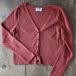 Old Navy Ribbed Knit Cropped Cardigan – Large